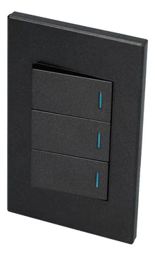 Placa 3 Interruptor 1/3 Surtek Linea Premium Color Negro - Lock