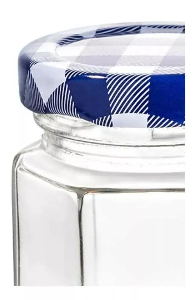 12 Frascos Mini Hexagonal Vidrio Tapa Mantel Almacena 45ml - Vittori - empaque