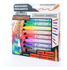 8 Marcadores Permanente Alternative Crayola Punta Fina Color - Crayola - vista trasera
