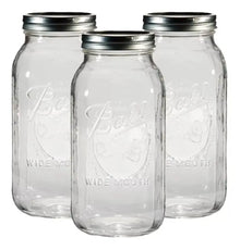 3pz Frascos De Vidrio Mason Jars Ball 64oz Boca Ancha - Coveme - vista lateral