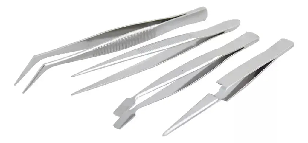 4 Piezas Pinzas Precision Surtek Tipo Tweezer Acero - Lock