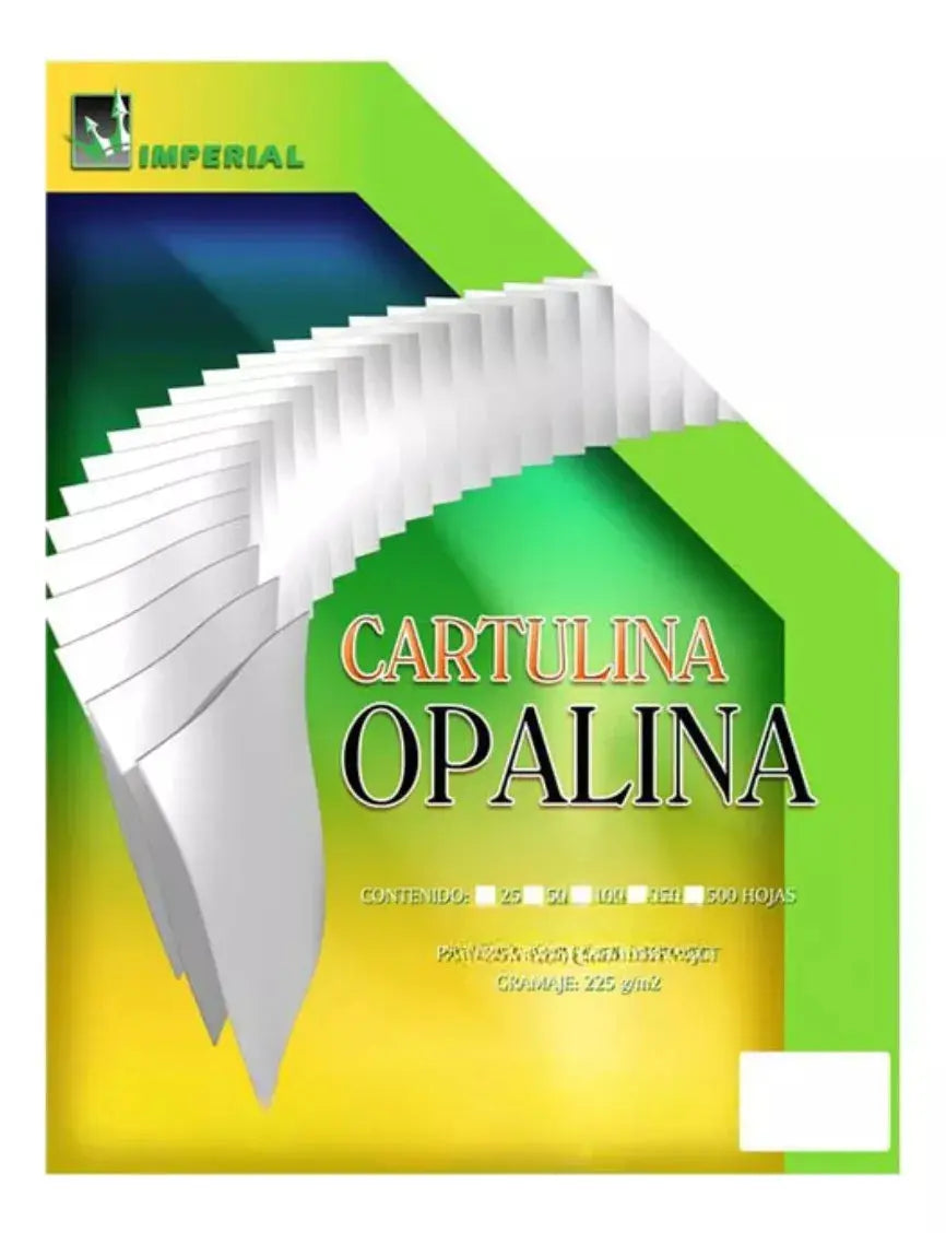 100 Hojas Cartulina Opalina 225 Gr Tamaño Oficio Imperial - Imperial