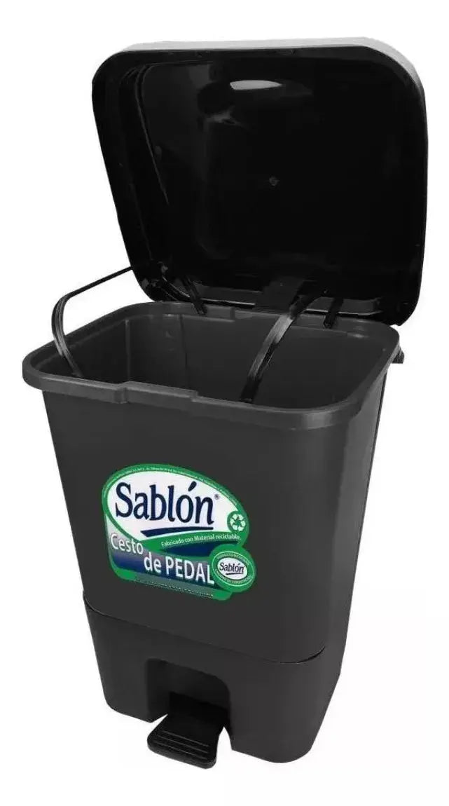 Bote Basura Negro Pedal 17lt Sablon Cesto - Sablon - vista lateral