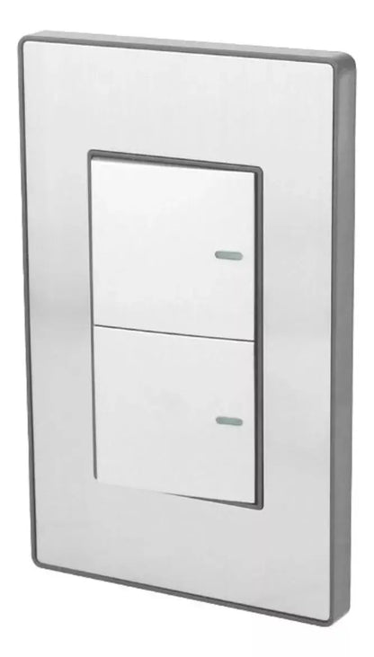 Placa Armada Doble Apagador Sanelec Cordoba Acero Inox 4635 - Sanelec - detalle