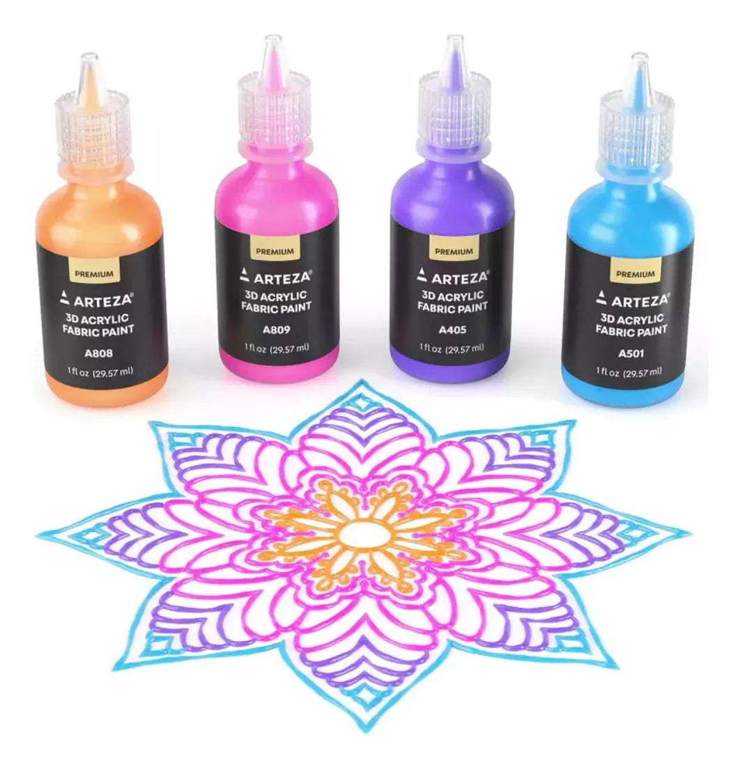 30 Botellas Pintura Tela 3d Colores Metalicos Arteza - Coveme - vista trasera
