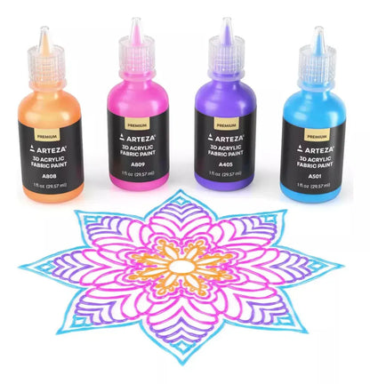 30 Botellas Pintura Tela 3d Colores Metalicos Arteza - Coveme - vista trasera