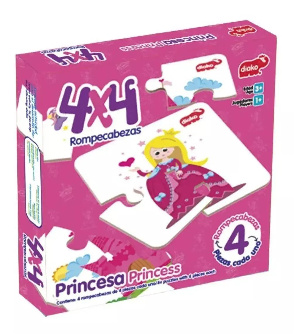 Primer Rompecabezas Infantil 4x4 De Princesa Diako Madera - Diako - vista lateral