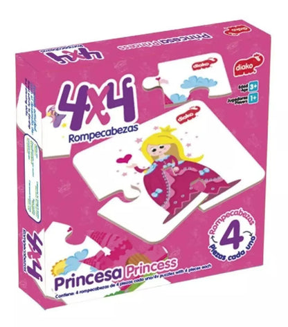 Primer Rompecabezas Infantil 4x4 De Princesa Diako Madera - Diako - vista lateral