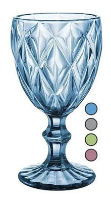 3 Copas Cristal Vino Agua Libia Grande 335ml Elegir Color Azul Cobalto - Vittori