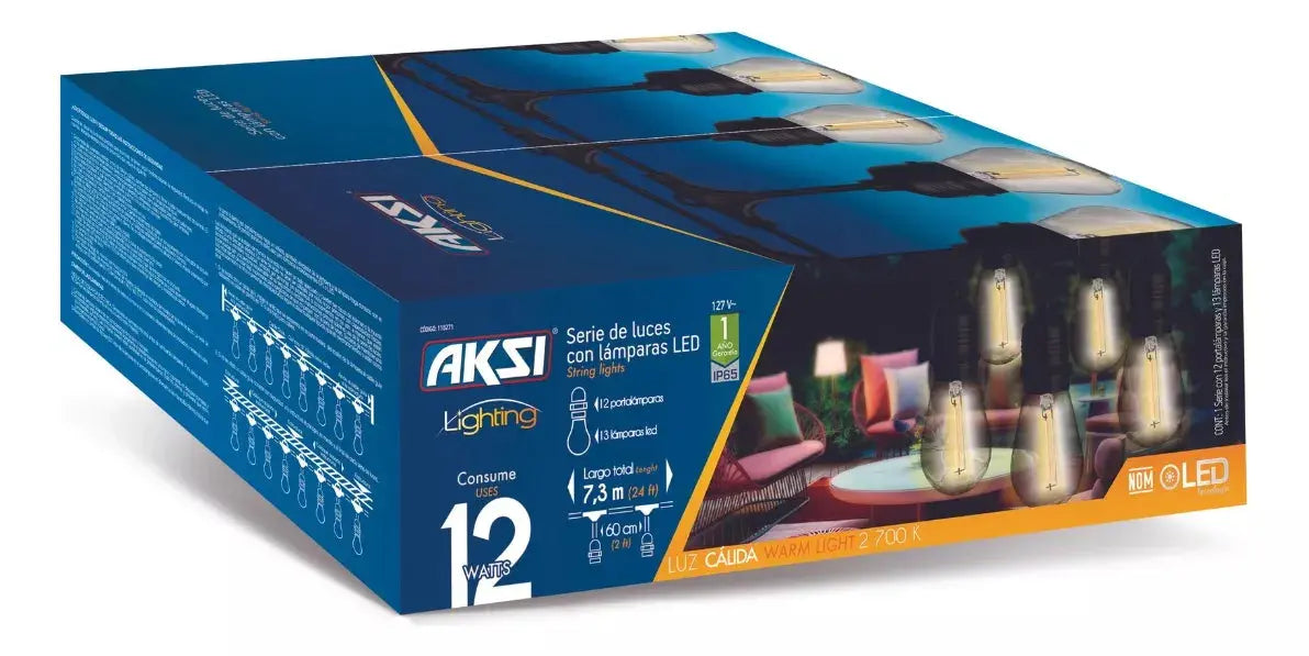 Serie 12 Luces Aksi Exterior Focos Renovables Base E27 - AKSI - vista lateral