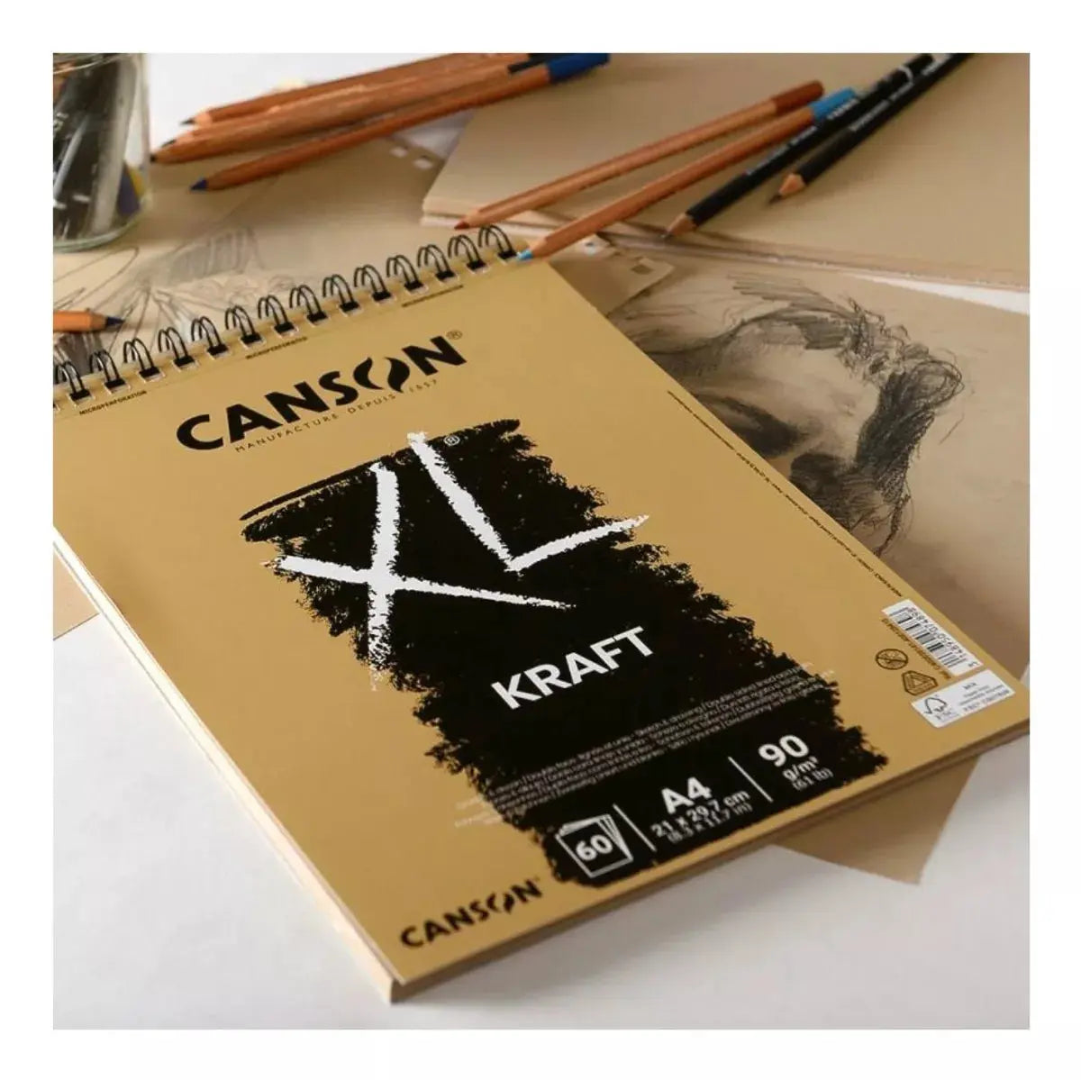 Cuaderno De Dibujo Papel Kraft Canson Album Xl 21x29.7cm 60h - Canson - empaque