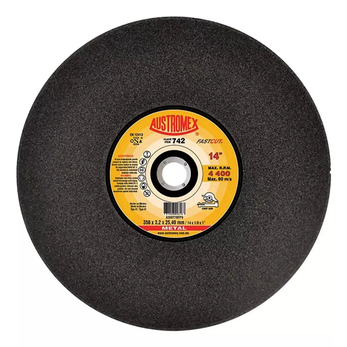 Disco Abrasivo Corte 742 Austromex 14'' G30 Rapido Metal - Austrodiam