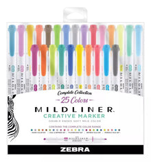 25 Piezas Marcadores Zebra Mildliner Doble Punta Base Agua - Zebra - vista lateral