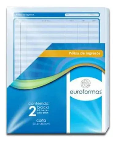Poliza Ingreso Euroformas Carta 50h C/2 Blocks Contables - Arpapel