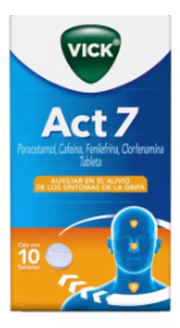 Caja Tabletas Vick Act 7 Auxiliar Alivio Sintomas Gripa - KCTS