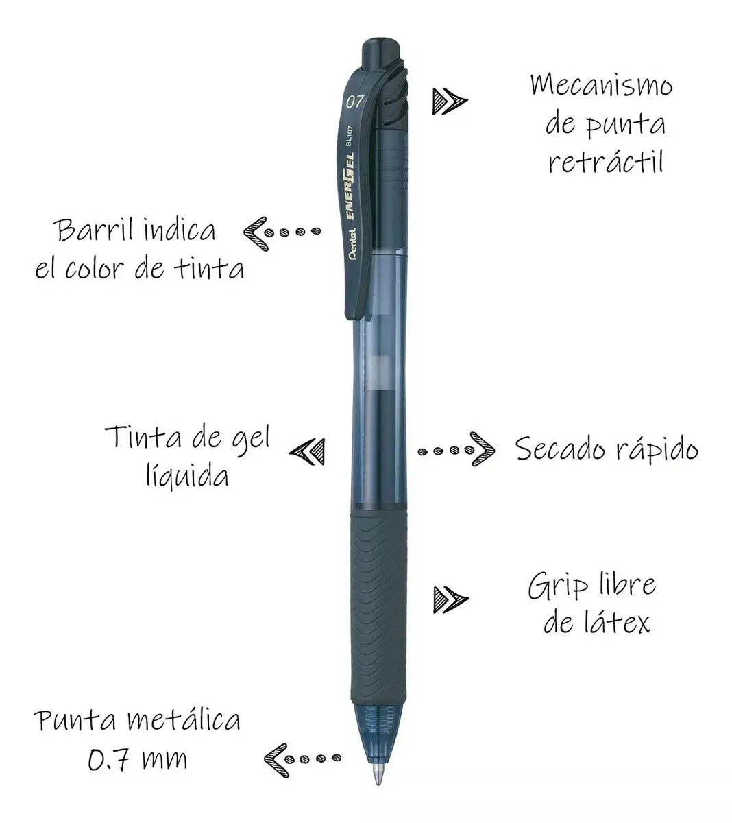 2 Bolígrafos Pentel Energel-x Bl107 Tinta Gel Líquida 0.7mm - Pentel - accesorios