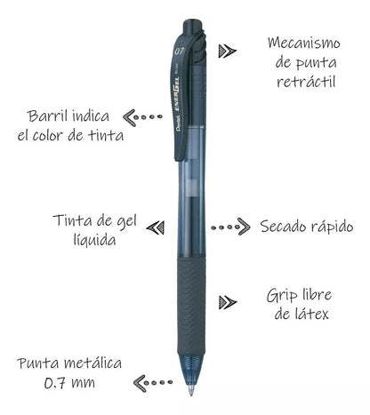 2 Bolígrafos Pentel Energel-x Bl107 Tinta Gel Líquida 0.7mm - Pentel - accesorios