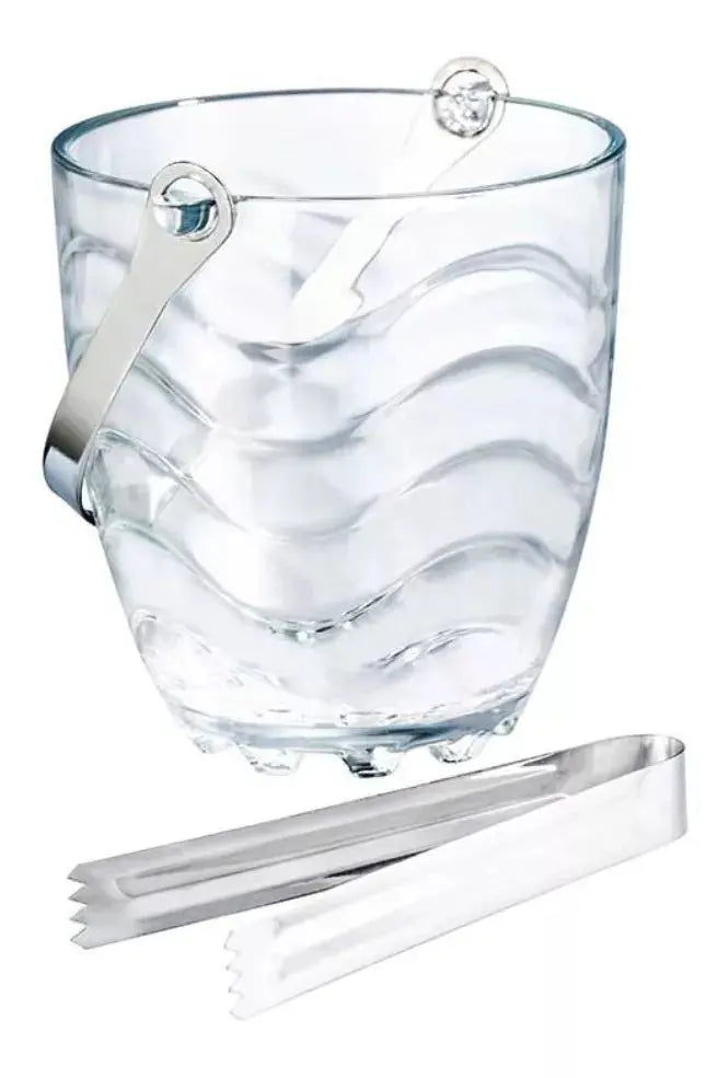 Hielera Vidrio Grueso Hielo Enfriadora Ondas Pinzas Regalo - Das - vista lateral