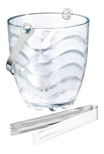 Hielera Vidrio Grueso Hielo Enfriadora Ondas Pinzas Regalo - Das - vista lateral
