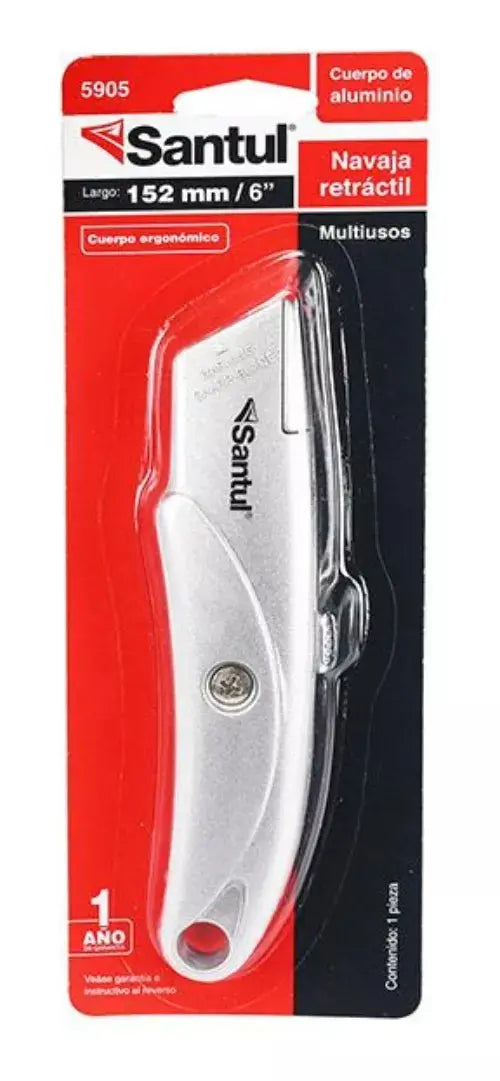 Navaja Retráctil 152mm Aluminio Santul Multiusos Ergonómico - Santul - vista lateral