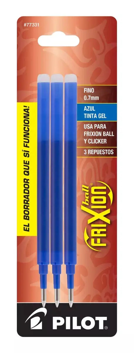 3 Repuestos Boligrafo Gel Pilot Frixion Tinta Borrable Color Azul - Pilot