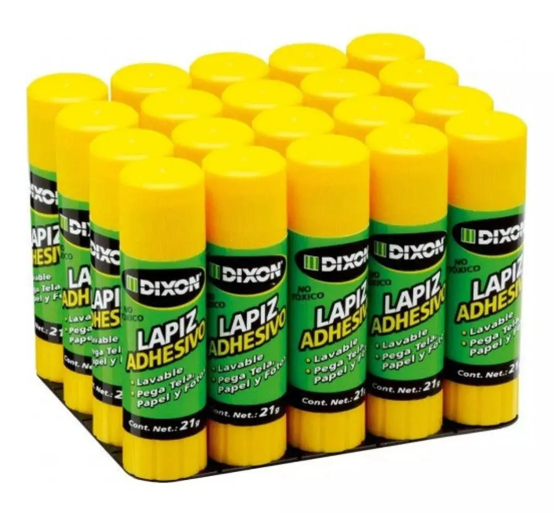 20 Lápiz Adhesivo Pegamento Barra Blanco Escolar Dixon 21g - ADHES