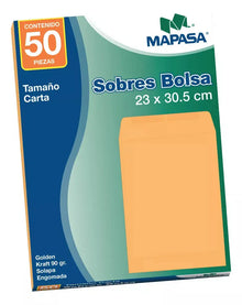 Sobre Bolsa Mapasa Carta Golden Kraft 50pzs 90g Ia0316 - Mapasa