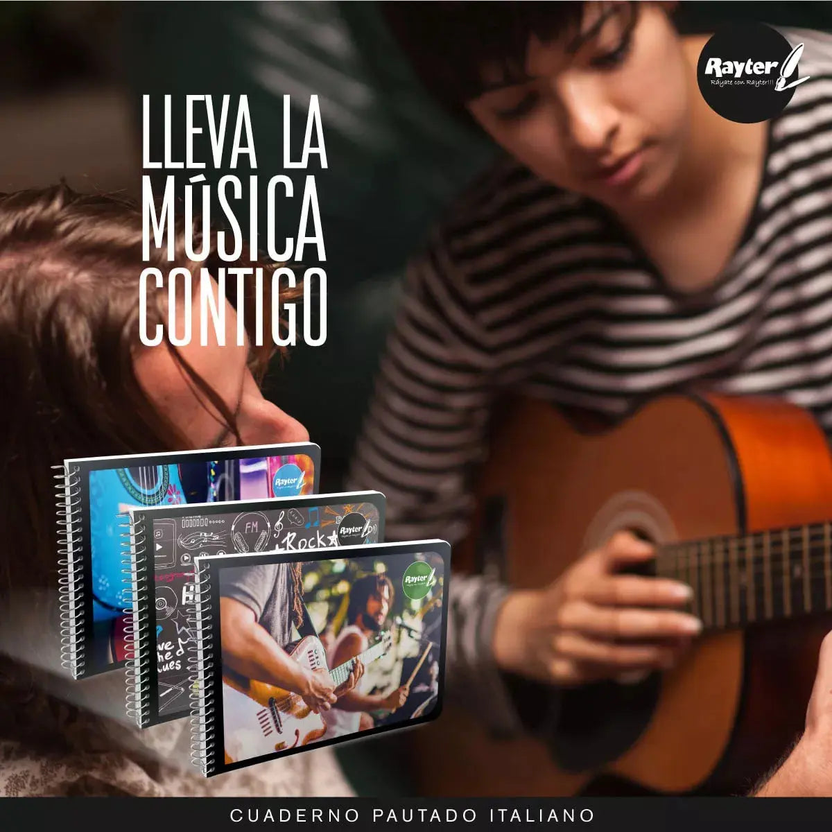 Cuaderno Pautado Musica Italiano Espiral Rayter 50 Hjs Raya - Rayter - vista trasera