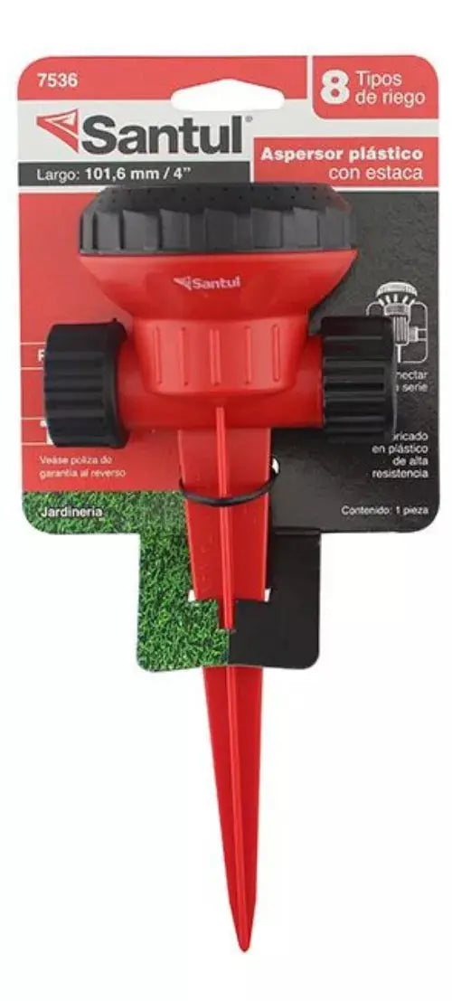 Aspersor Riego Santul Plástico 4'' Jardín Doble Conexión - Santul - vista lateral