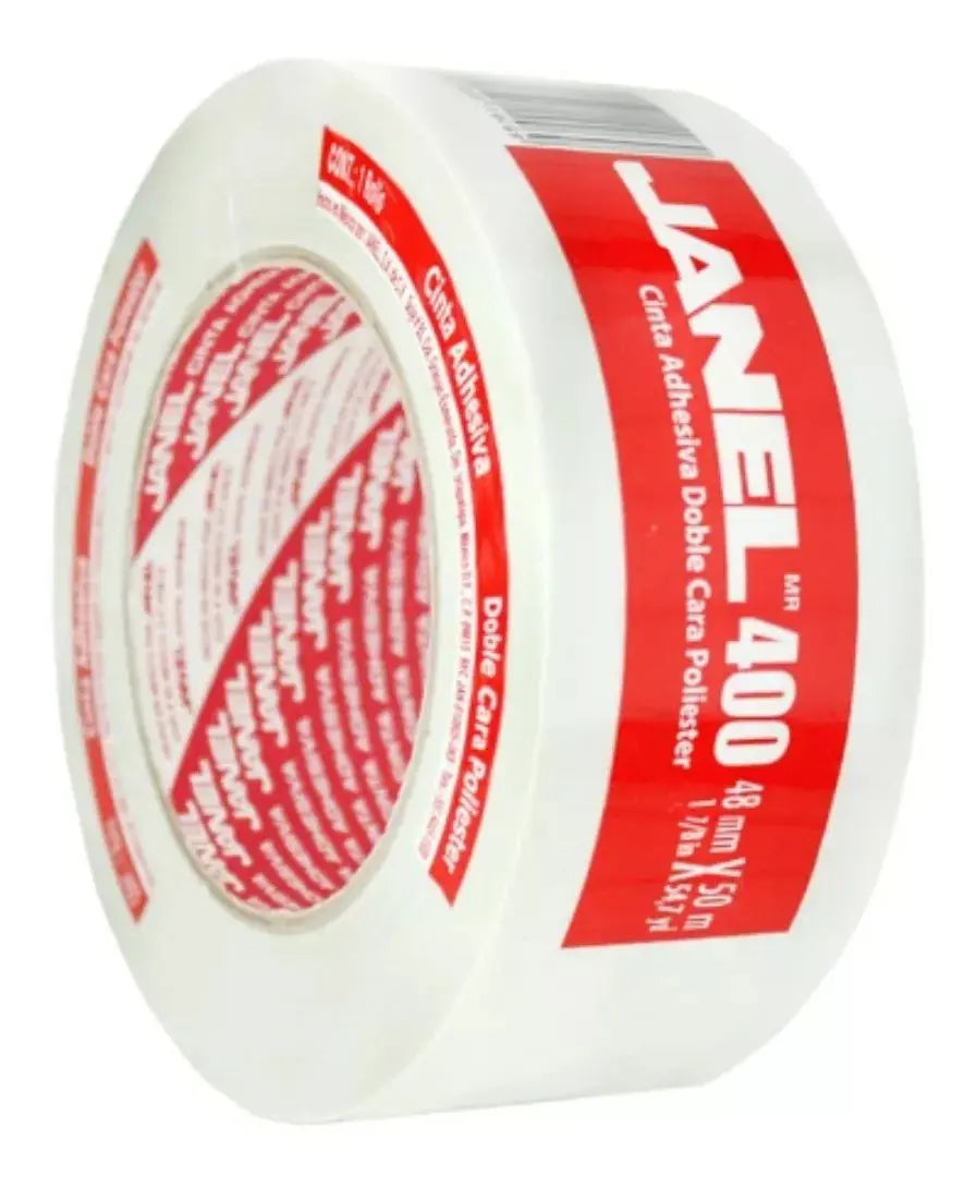 Rollo Cinta Doble Cara Janel 400 Poliester .48x50m Adhesiva - Janel - empaque