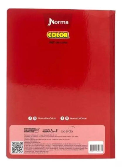 Cuaderno College 100 Hj Norma Color 360 Cosido Cuadro Chico - Norma