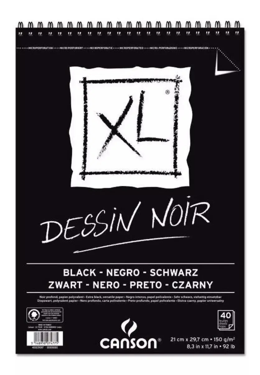 Canson Cuaderno Dessin Noir Negro Block Dibujo A4 21x29.7 - Canson - empaque