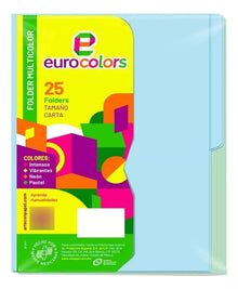 25 Folder Tamaño Carta Eurocolors Surtido Colores Pastel - Eurocolors