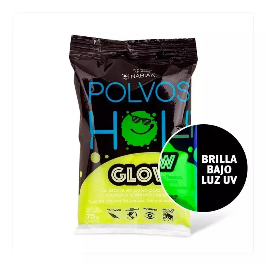 Polvos Holi Glow 75gr Fiestas Eventos Colors Elegir Color Amarillo - Polvos Holi