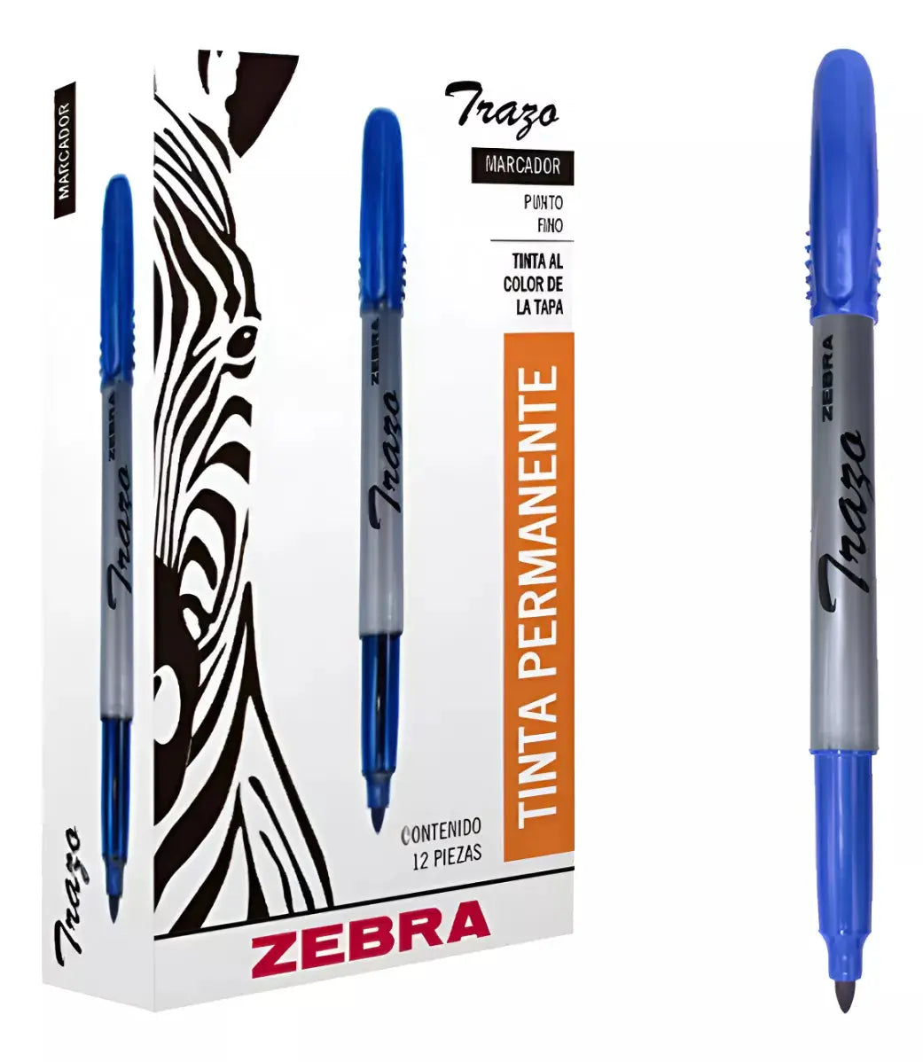 Marcador Tinta Permanente Zebra Punto Fino Azul Escolar - Zebra - vista lateral