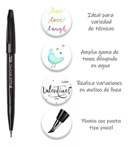 12 Plumas Brushup Pentel Marcador Punta Fieltro Tinta Pastel - Sanelec