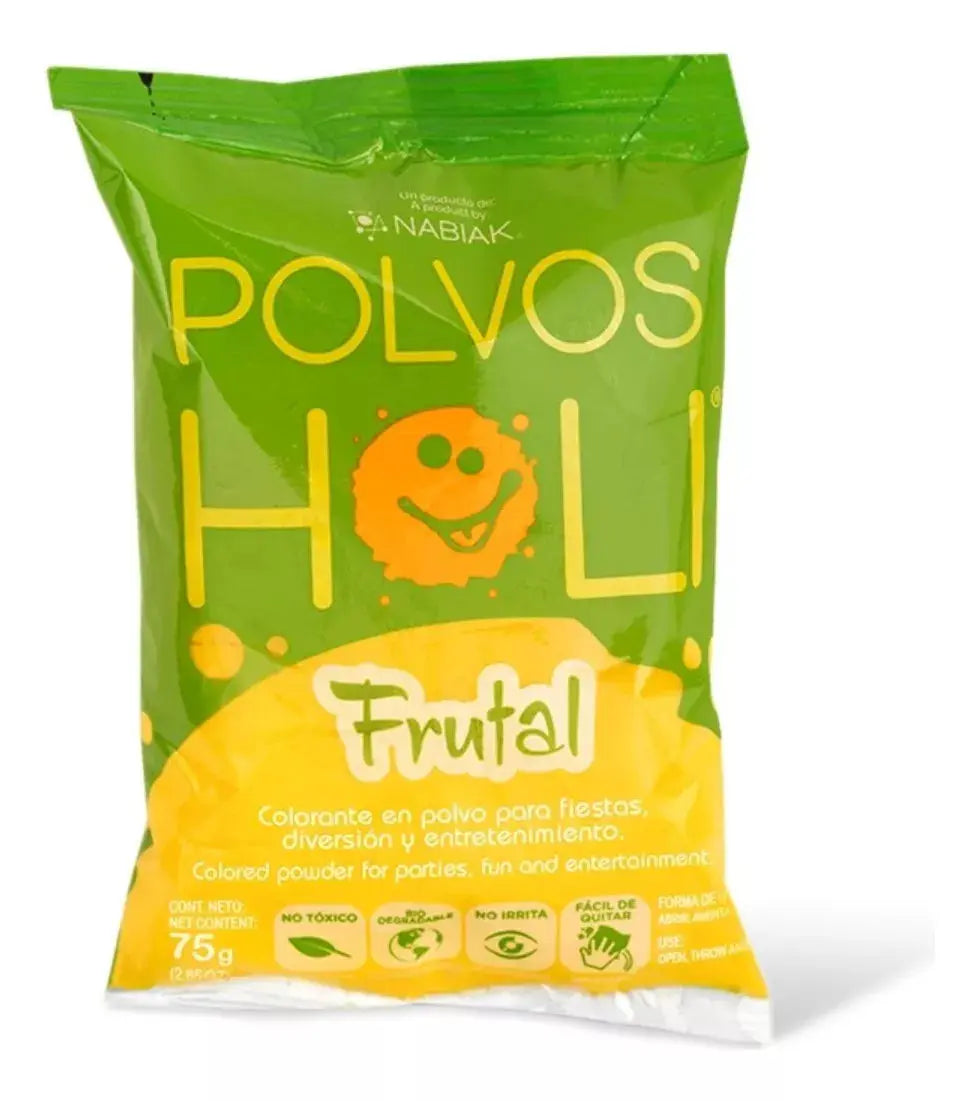 Polvos Holi Original Frutal 75gr Fiestas Paquete De 20 - Polvos Holi - vista lateral