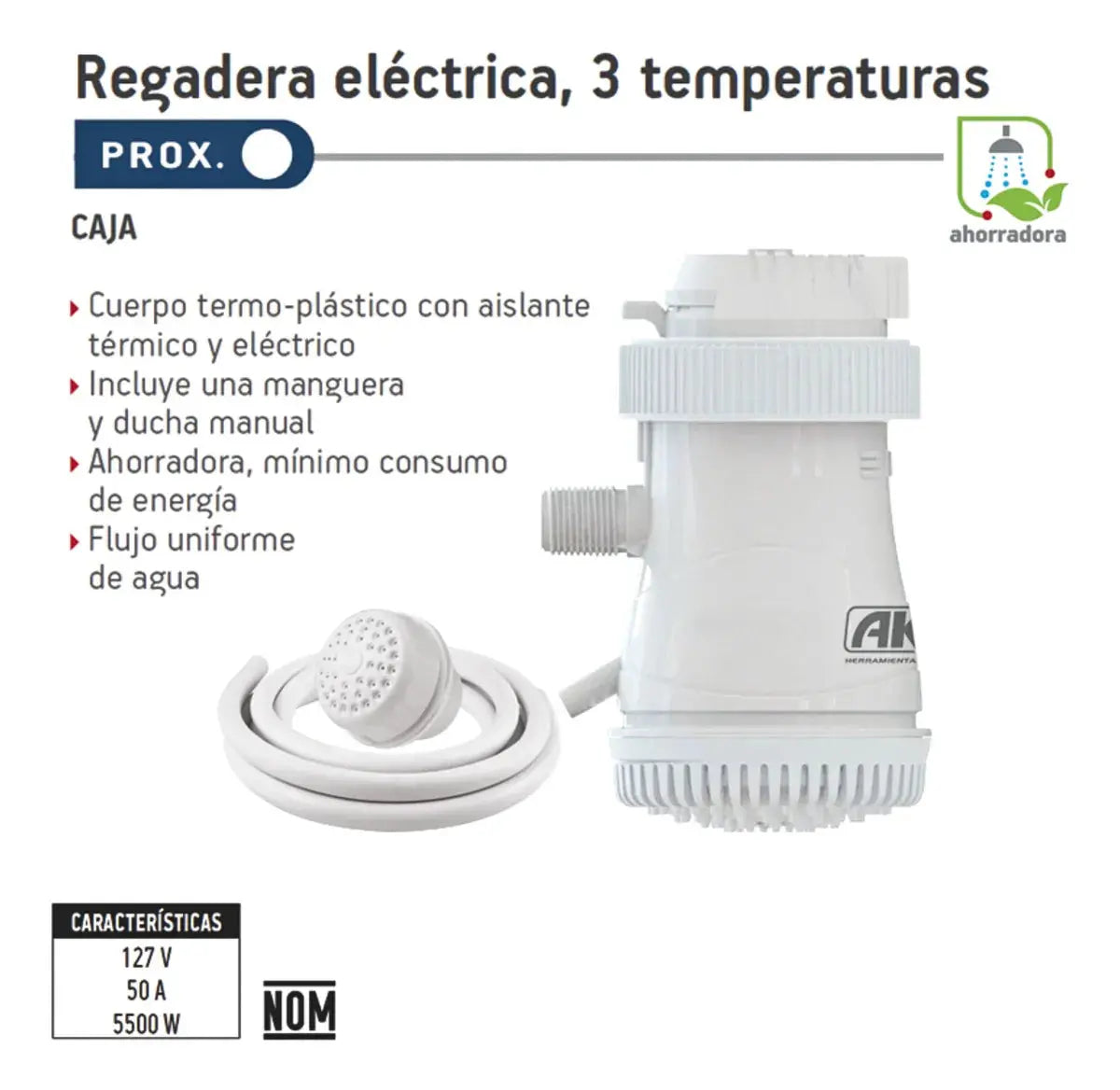 Regadera eléctrica 3 temperaturas - Blanco AKSI - Aksi