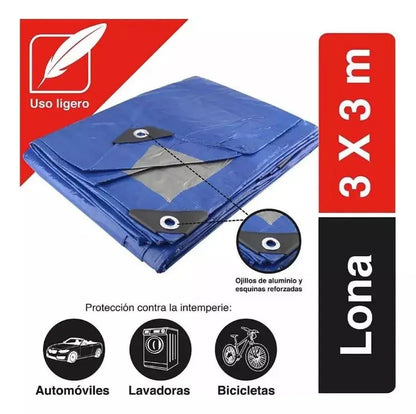 Lona Uso Ligero Santul 3x3m Sellado Térmico Azul 5442 - Santul