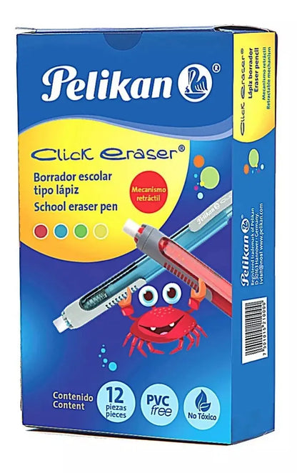12 Goma Borrador Tipo Lápiz Pluma Click Eraser Pelikan - Pelikan - uso