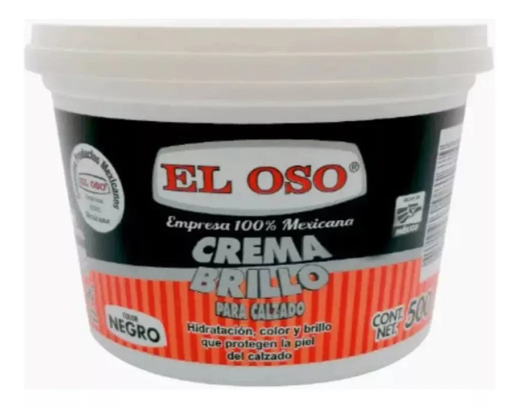 Crema Calzado El Oso Color Negro 500gr Brillo Hidrata - El oso
