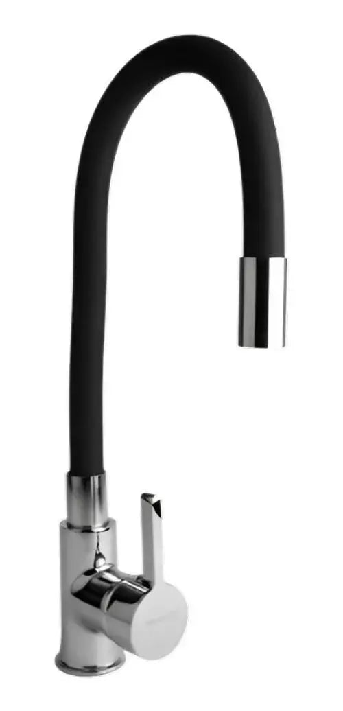 Llave Monomando Snake Cromo Fregadero Negro Cuello Flexible - HIDROFLUD - vista trasera