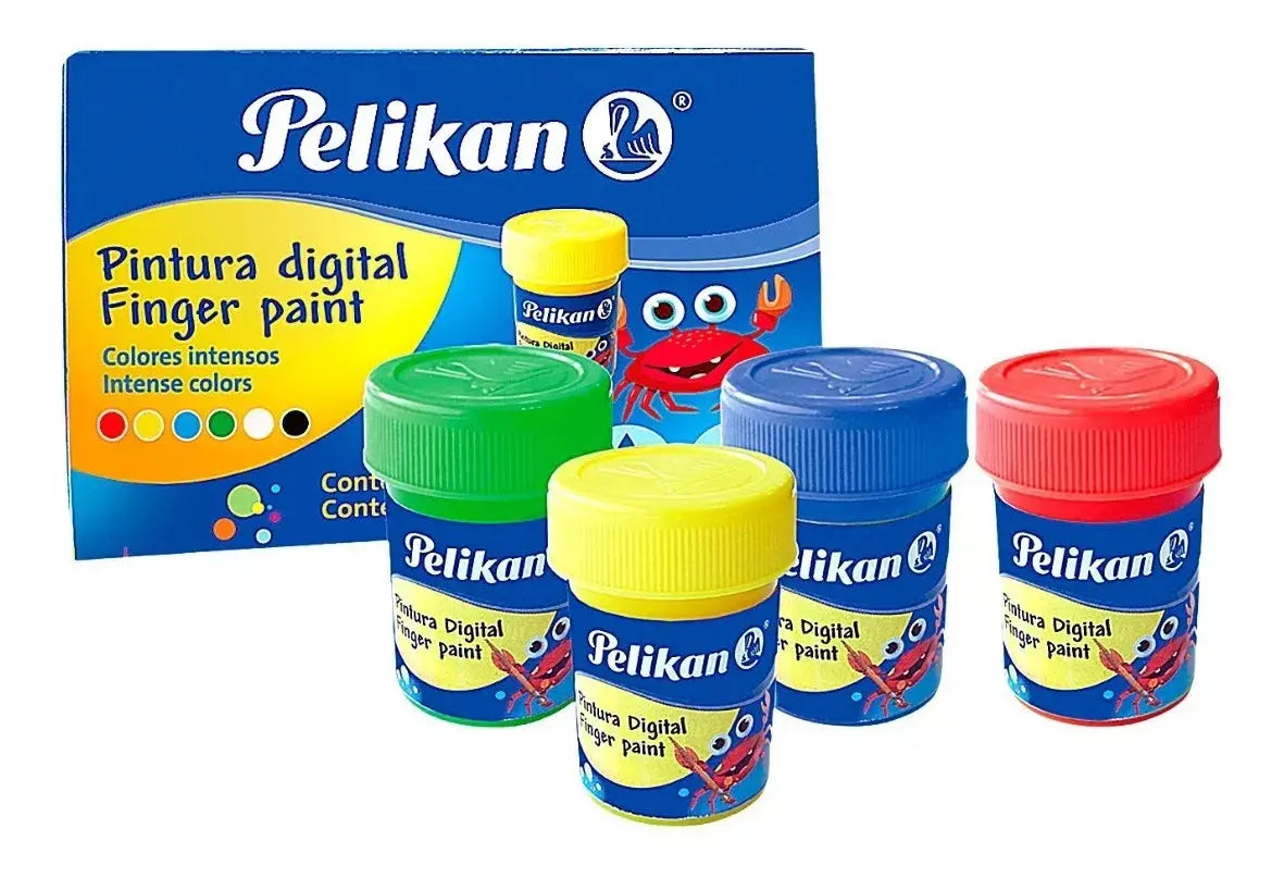 6 Pinturas Digital 25ml Pelikan Colores Escolar Dedos Niños - Pelikan - detalle