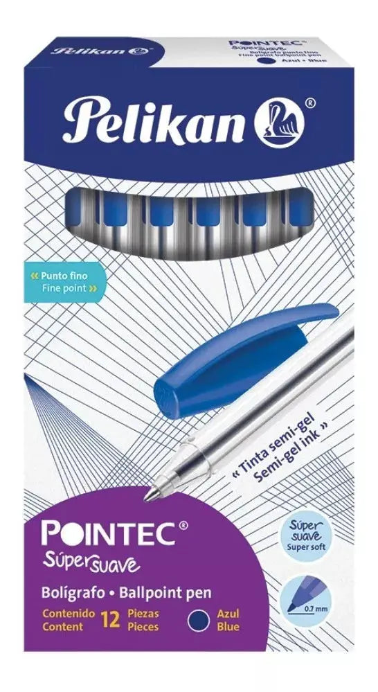 Bolígrafos Tinta Semigel Pointec Pelikan Punto Fino 0.7mm 12 Piezas Elegir Color Azul - Pelikan