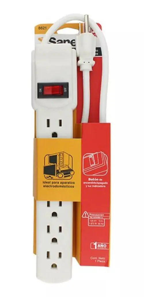 5 Pzs Multicontacto Sanelec 6 Entradas Luz Indicadora 8621 - Sanelec - vista lateral