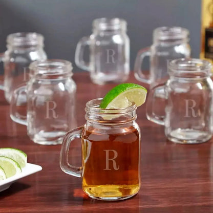 12 Mason Jars 4oz Mini Con Asa Frasco Tarro Vaso Tapa Popote - Vittori - vista lateral