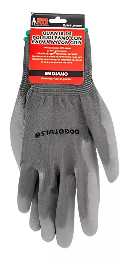 6pz Guante Nylon Palma Recubierta Poliuretano Dogotuls Gris - Dogotuls - detalle