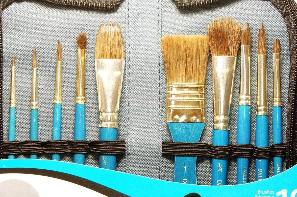 Pinceles Pelo Natural Daler Rowney Acuarela Oleo Acrílico 10 Piezas - daler rowney - vista trasera
