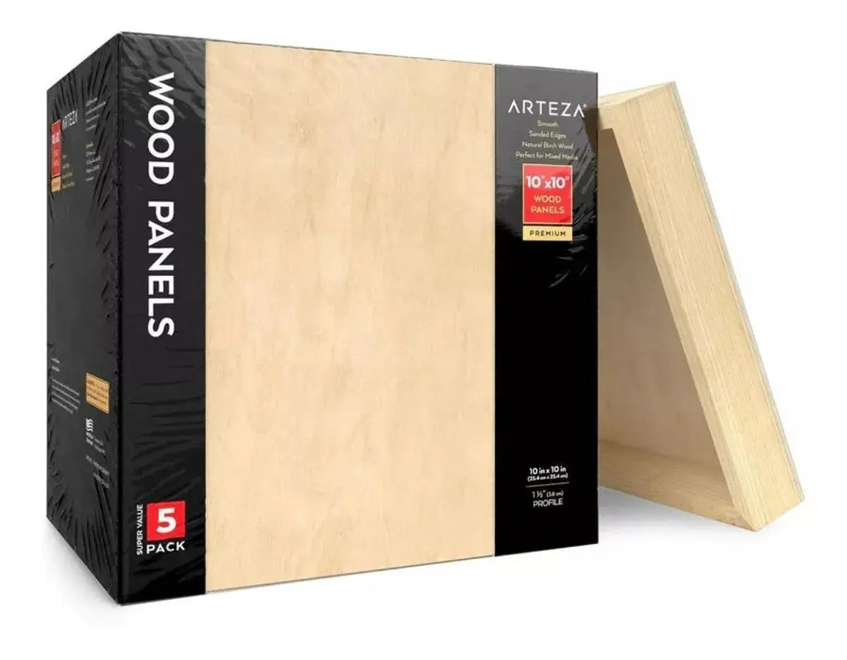Set 5 Lienzos Madera Canvas Bastidor Pintura 25x25 Arteza - Arteza - vista trasera