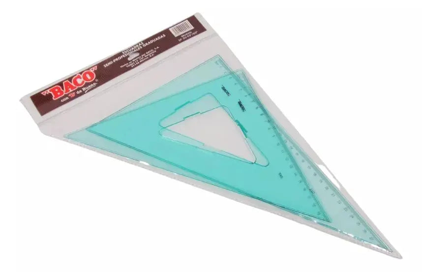 Juego Escuadra Baco 45º 60º 30cm Medida Semiprofesional - BACO - vista lateral